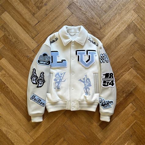 lv aw22|FW22 LOUIS VUITTON CREAM BUNNY VARSITY JACKET .